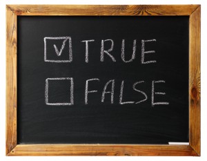 true Or false on black chalk board