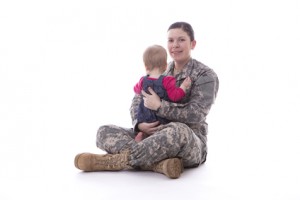 Us military mother with her baby