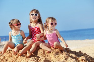 Kids playing at the beach